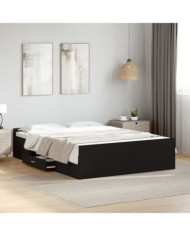 Cadre de lit avec tiroirs sans matelas noir 120x190 cm | Mobilier & Déco