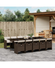 Ensemble à manger de jardin et coussins 11 pcs marron rotin | Mobilier & Déco