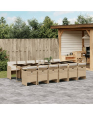 Ensemble à manger de jardin et coussins 13 pcs beige | Mobilier & Déco