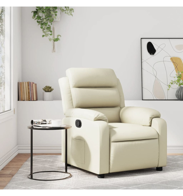 Fauteuil inclinable Crème Similicuir | Mobilier & Déco