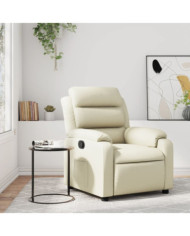 Fauteuil inclinable Crème Similicuir | Mobilier & Déco
