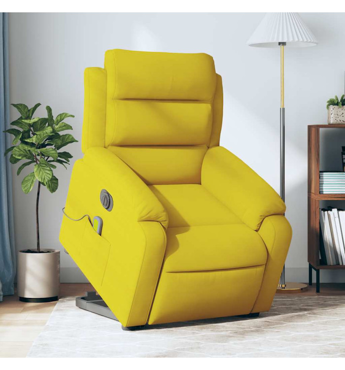 Fauteuil inclinable de massage électrique jaune velours | Mobilier & Déco