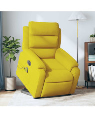Fauteuil inclinable de massage électrique jaune velours | Mobilier & Déco
