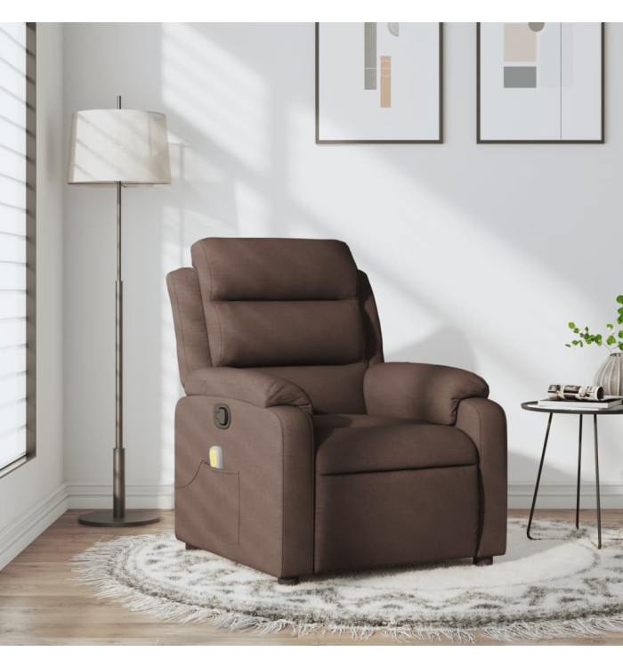 Fauteuil de massage inclinable Marron foncé Tissu | Mobilier & Déco