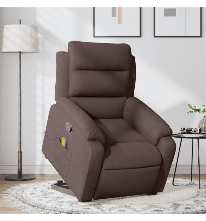 Fauteuil inclinable de massage Marron foncé Tissu | Mobilier & Déco
