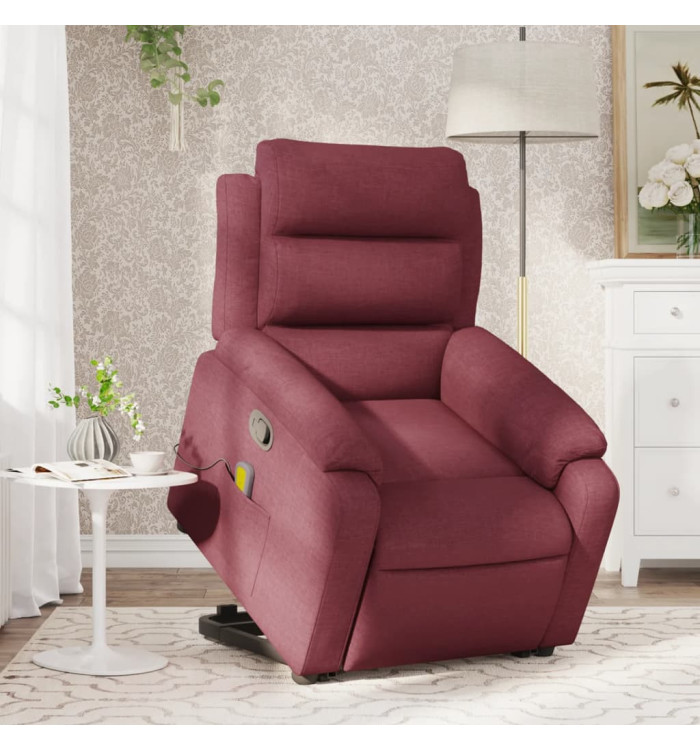 Fauteuil inclinable de massage Rouge bordeaux Tissu | Mobilier & Déco