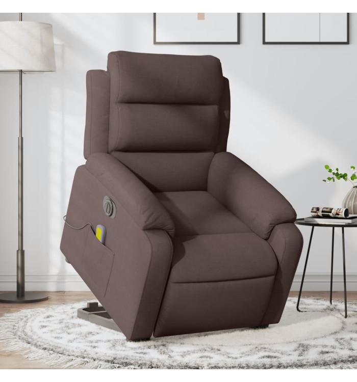 Fauteuil inclinable de massage électrique Marron foncé Tissu | Mobilier & Déco
