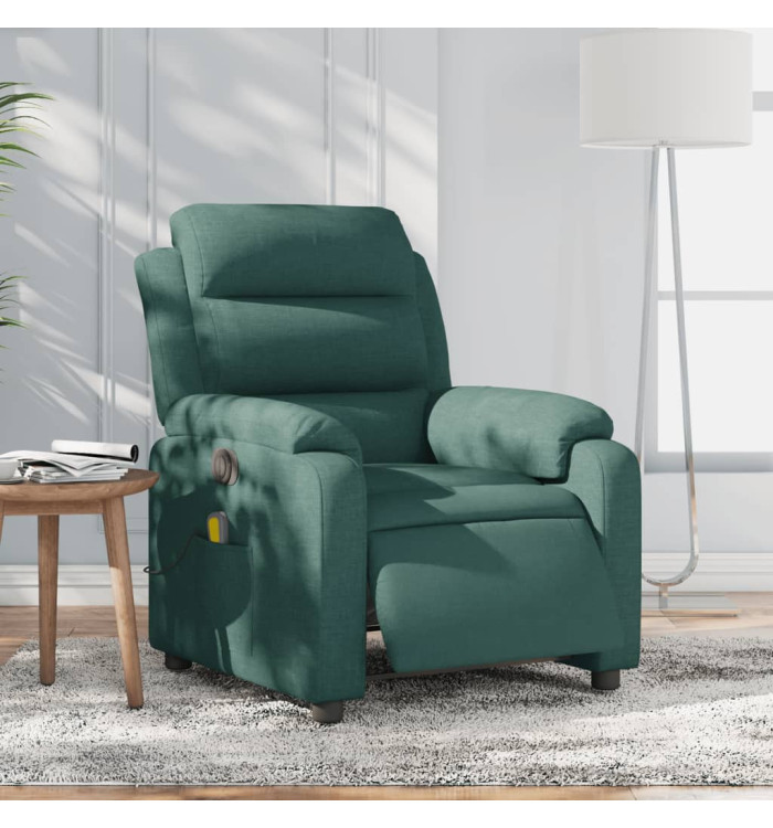 Fauteuil de massage inclinable électrique Vert foncé Tissu | Mobilier & Déco