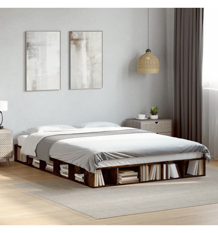 Cadre de lit sans matelas chêne fumé 150x200 cm | Mobilier & Déco