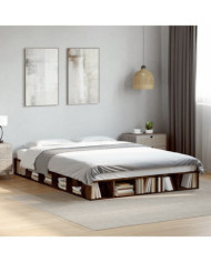 Cadre de lit sans matelas chêne fumé 150x200 cm | Mobilier & Déco
