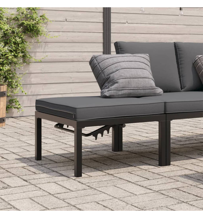 Tabouret de jardin avec coussin noir aluminium | Mobilier & Déco