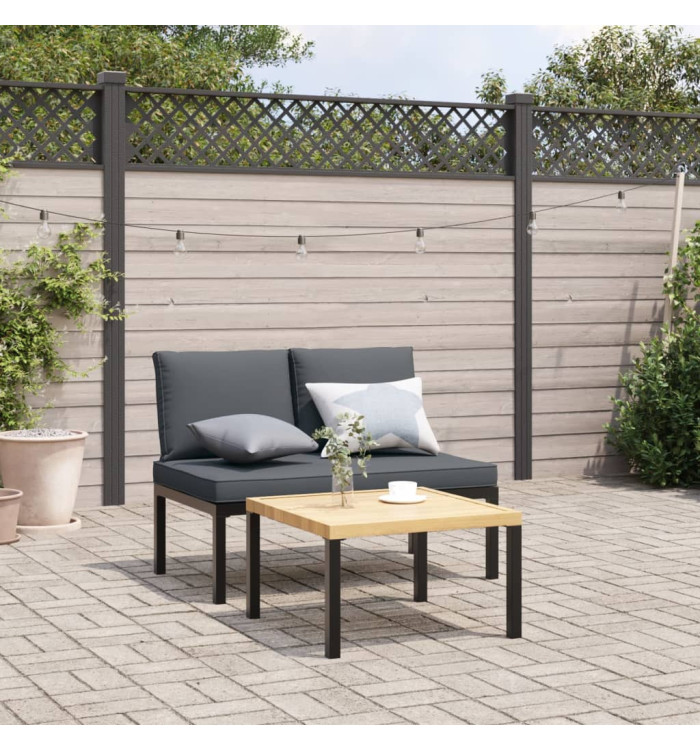 Banc de jardin avec coussins noir aluminium | Mobilier & Déco