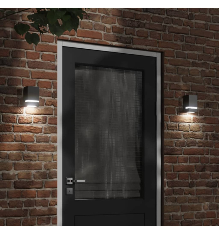 Appliques murales d'extérieur 2 pcs noir acier inoxydable | Mobilier & Déco