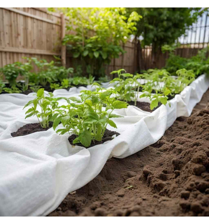 Membrane géotextile blanc 1 x 50 m fibre de polyester | Mobilier & Déco