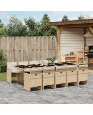 Ensemble à manger de jardin et coussins 11 pcs beige poly rotin | Mobilier & Déco