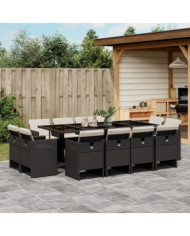 Ensemble à manger de jardin 13 pcs coussins noir résine tressée | Mobilier & Déco