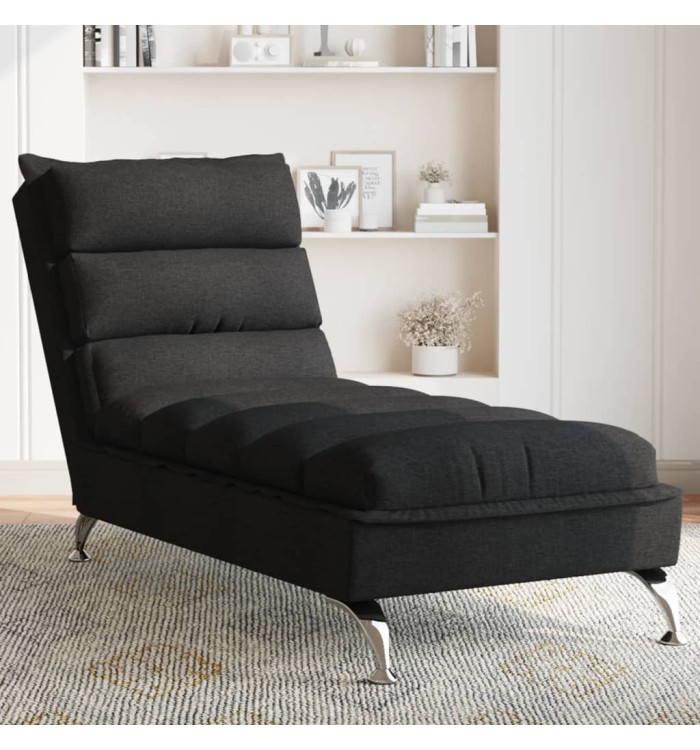 Chaise longue avec coussins noir tissu | Mobilier & Déco