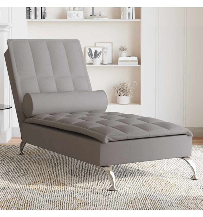 Chaise longue de massage avec traversin taupe tissu | Mobilier & Déco