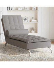 Chaise longue de massage avec traversin taupe tissu | Mobilier & Déco