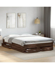 Cadre de lit avec tiroirs sans matelas chêne marron 150x200 cm | Mobilier & Déco
