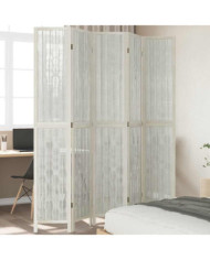Cloison de séparation 5 panneaux blanc bois de paulownia massif | Mobilier & Déco