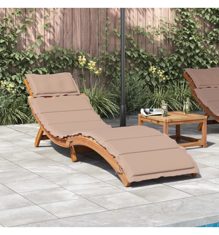 Chaise longue avec coussin taupe bois d'acacia solide | Mobilier & Déco