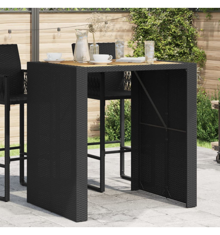 Table de bar de jardin et dessus en bois acacia résine tressée | Mobilier & Déco