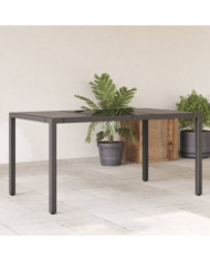 Table de jardin dessus en verre Noir 150x90x75cm Résine tressée | Mobilier & Déco
