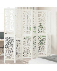 Cloison de séparation 6 panneaux blanc bois de paulownia massif | Mobilier & Déco
