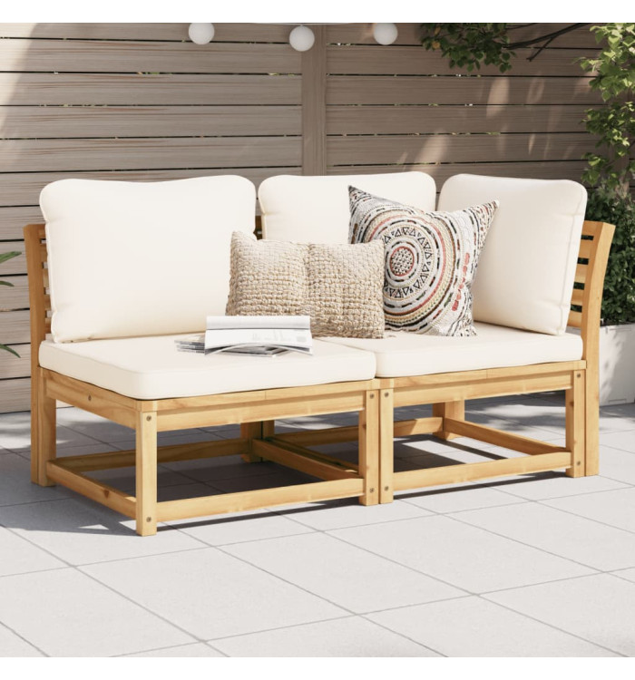 Salon de jardin 2 pcs avec coussins bois massif d'acacia | Mobilier & Déco