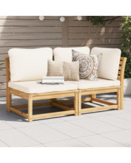 Salon de jardin 2 pcs avec coussins bois massif d'acacia | Mobilier & Déco
