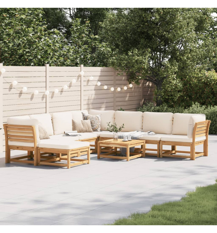Salon de jardin avec coussins 9 pcs bois massif d'acacia | Mobilier & Déco