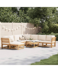 Salon de jardin avec coussins 9 pcs bois massif d'acacia | Mobilier & Déco