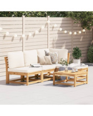 Salon de jardin avec coussins 5 pcs Bois d'acacia solide | Mobilier & Déco
