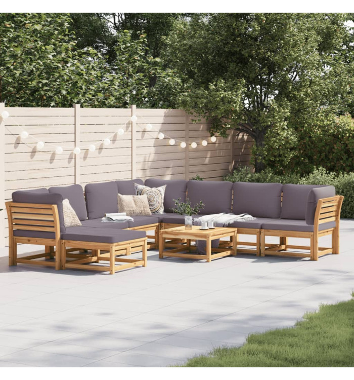 Salon de jardin avec coussins 9 pcs bois massif d'acacia | Mobilier & Déco
