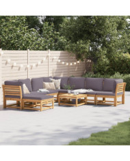 Salon de jardin avec coussins 9 pcs bois massif d'acacia | Mobilier & Déco