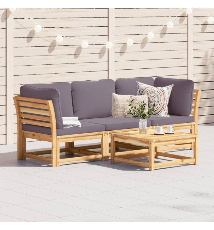 Salon de jardin 3 pcs avec coussins bois massif d'acacia | Mobilier & Déco