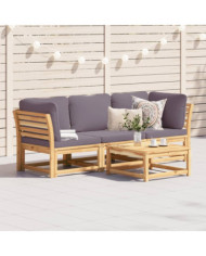 Salon de jardin 3 pcs avec coussins bois massif d'acacia | Mobilier & Déco