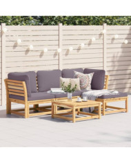 Salon de jardin avec coussins 5 pcs Bois d'acacia solide | Mobilier & Déco
