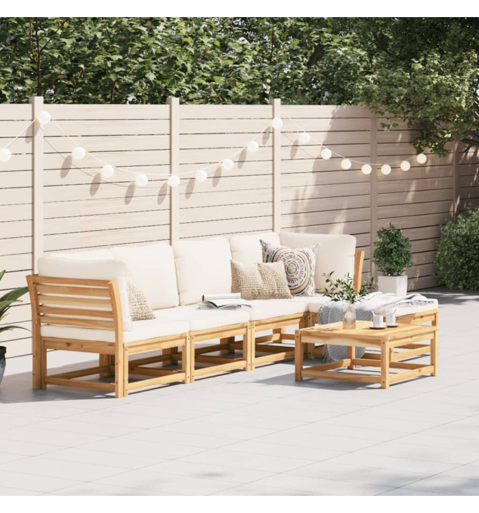 Salon de jardin 6 pcs avec coussins bois d'acacia solide | Mobilier & Déco
