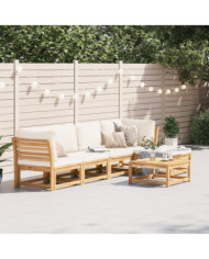 Salon de jardin 6 pcs avec coussins bois d'acacia solide | Mobilier & Déco