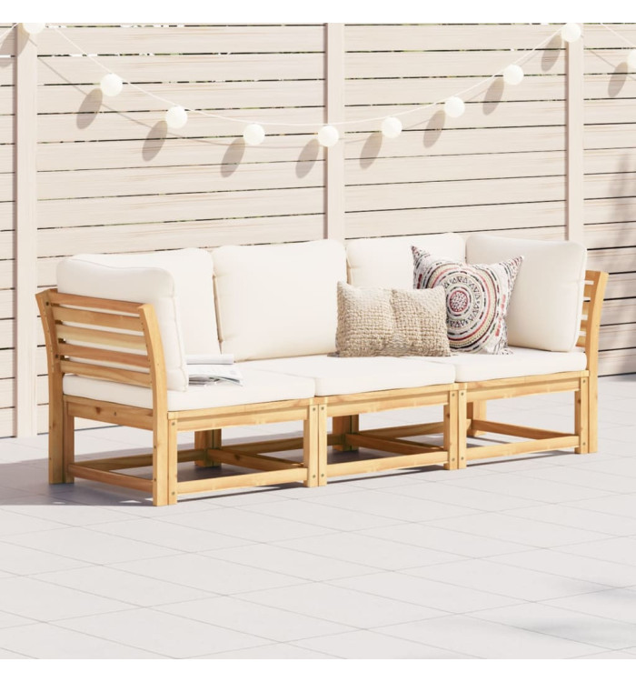 Salon de jardin 3 pcs avec coussins bois massif d'acacia | Mobilier & Déco