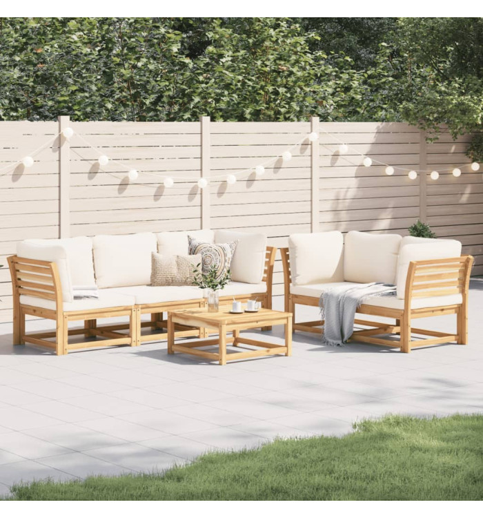 Salon de jardin 6 pcs avec coussins bois d'acacia solide | Mobilier & Déco