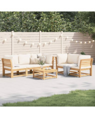 Salon de jardin 6 pcs avec coussins bois d'acacia solide | Mobilier & Déco