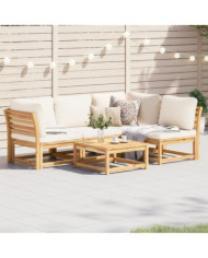 Salon de jardin avec coussins 5 pcs Bois d'acacia solide | Mobilier & Déco