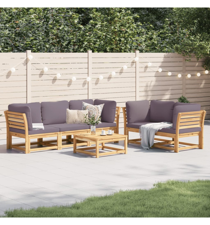 Salon de jardin 6 pcs avec coussins bois d'acacia solide | Mobilier & Déco