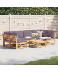 Salon de jardin avec coussins 7 pcs bois massif d'acacia | Mobilier & Déco