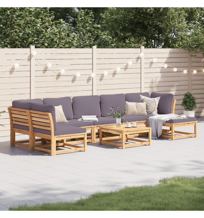 Salon de jardin avec coussins 8 pcs bois massif d'acacia | Mobilier & Déco