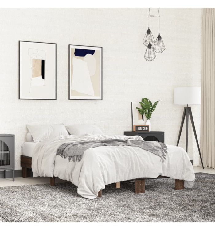 Cadre de lit sans matelas chêne marron 135x190 cm | Mobilier & Déco