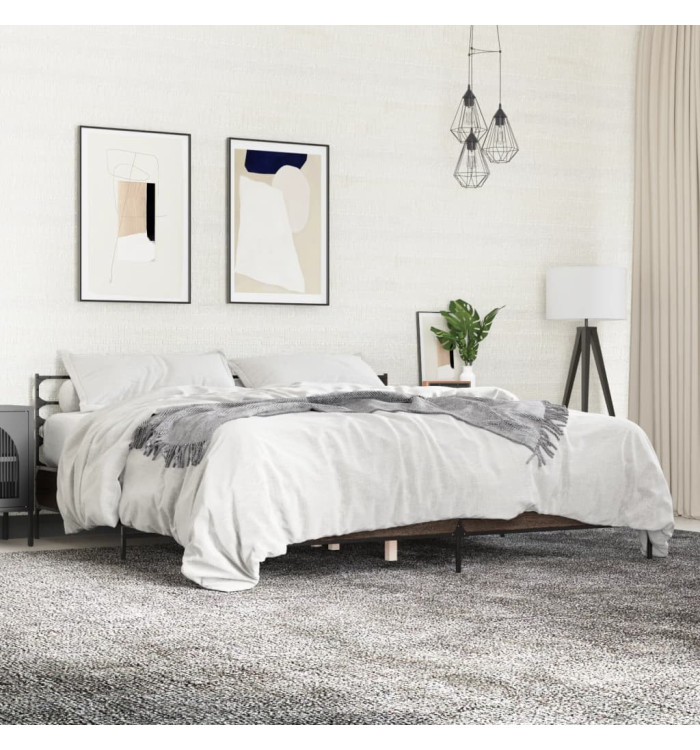 Cadre de lit sans matelas chêne marron 200x200 cm | Mobilier & Déco